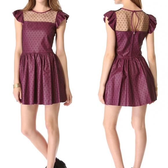 RED Valentino Dresses & Skirts - | RED Valentino | Leather & Point d'Esprit Dress